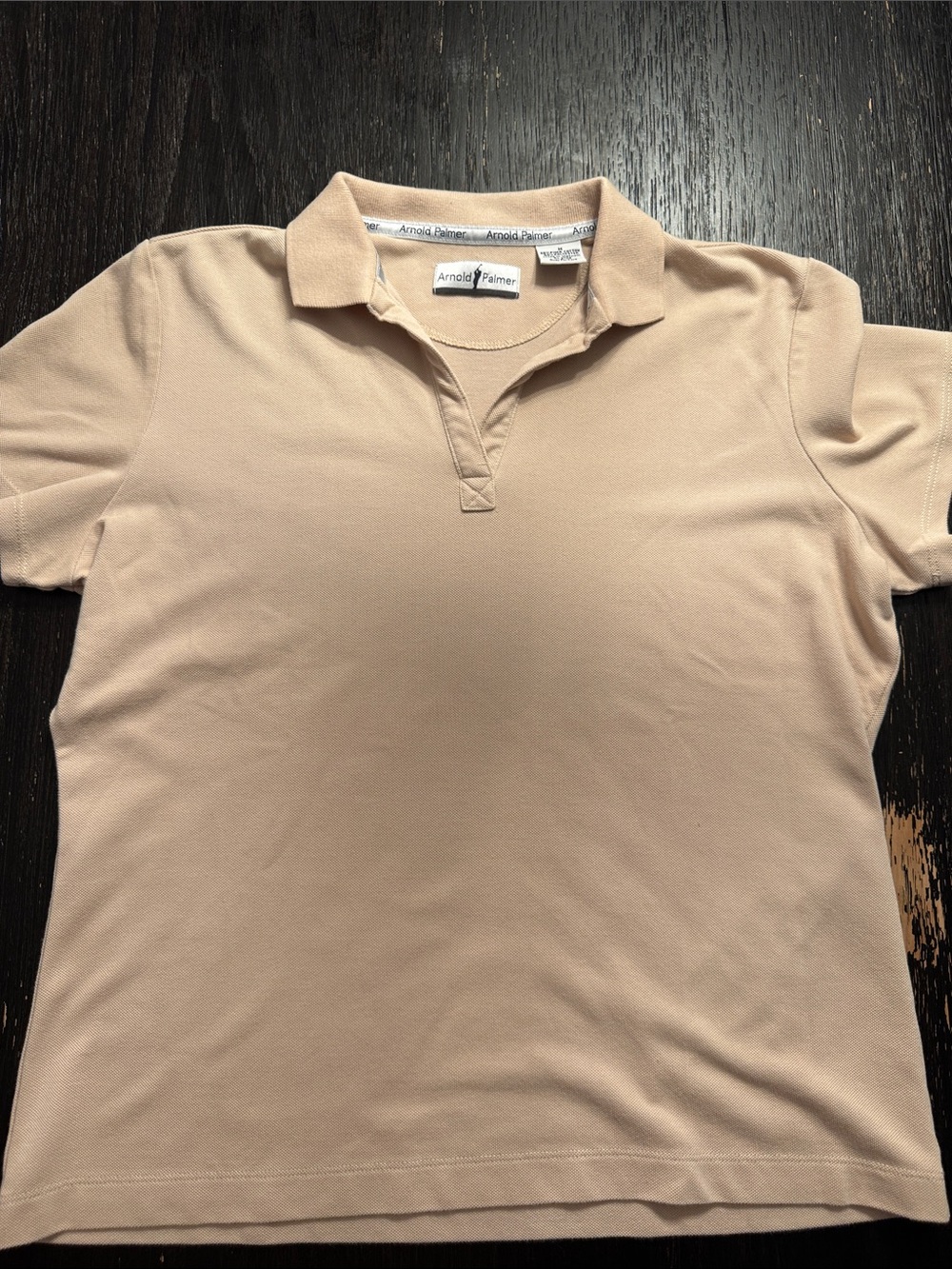Arnold Palmer Women's Short Sleeve V-Neck Polo in Light Beige